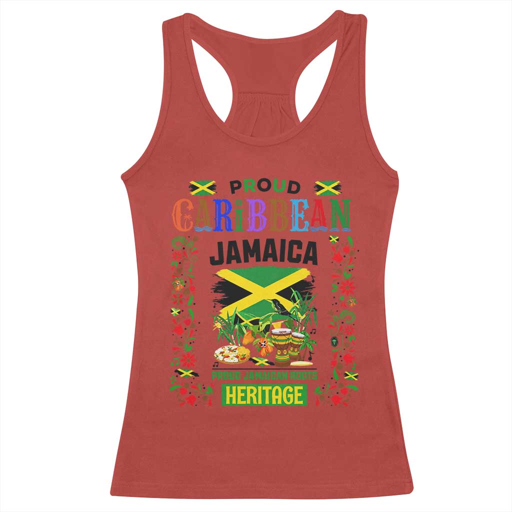 Proud Caribbean Jamaica Heritage Racerback Tank Top Jamaican Roots and Island Culture