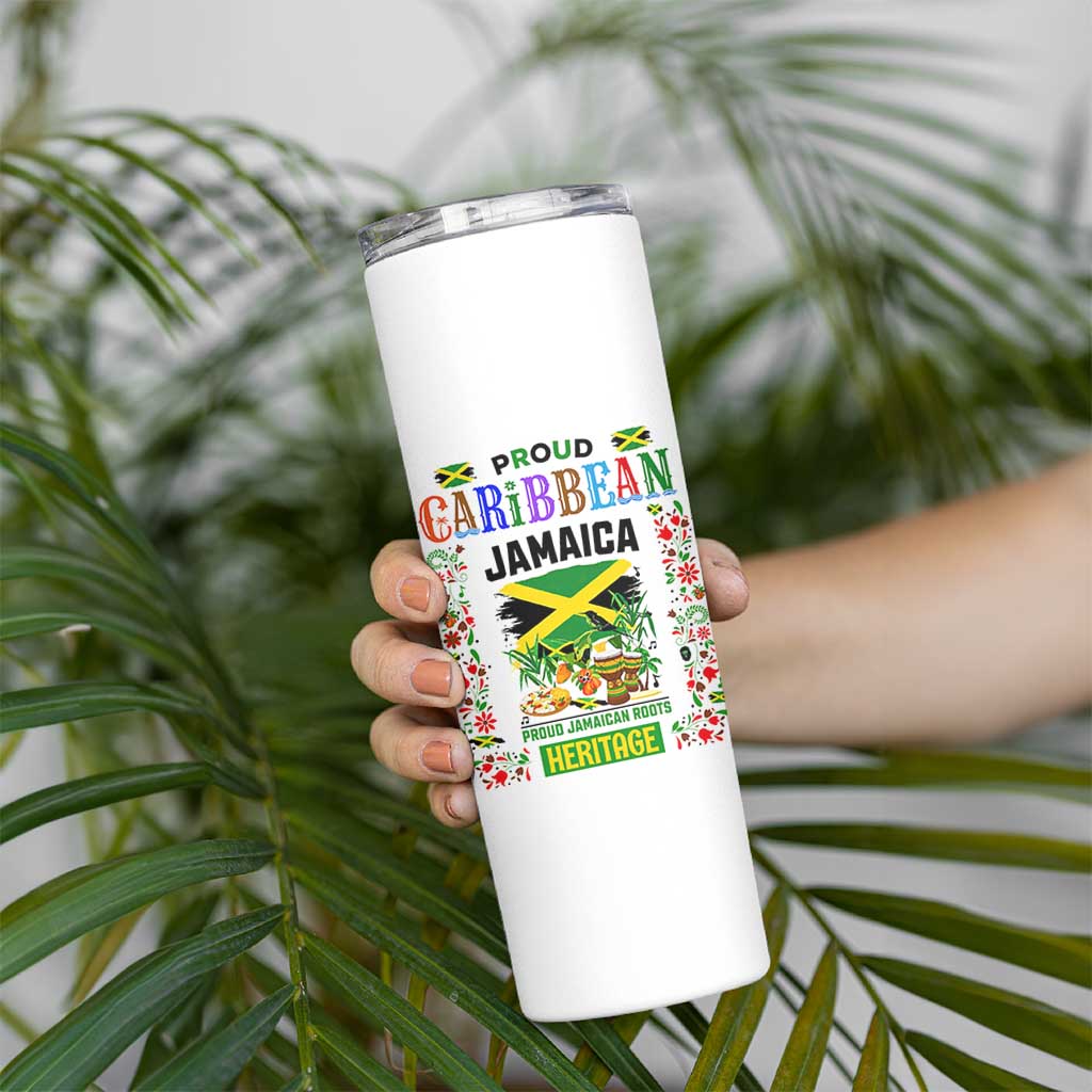 Proud Caribbean Jamaica Heritage Skinny Tumbler Jamaican Roots and Island Culture