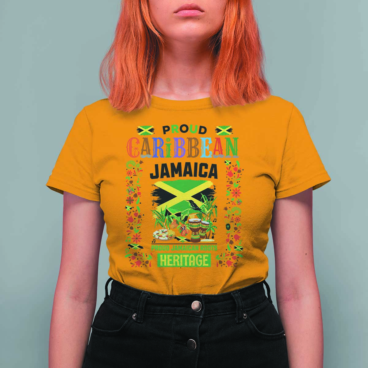 Proud Caribbean Jamaica Heritage T Shirt For Women Jamaican Roots and Island Culture
