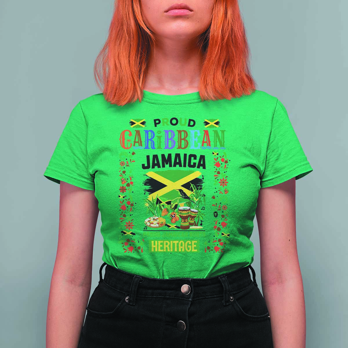 Proud Caribbean Jamaica Heritage T Shirt For Women Jamaican Roots and Island Culture