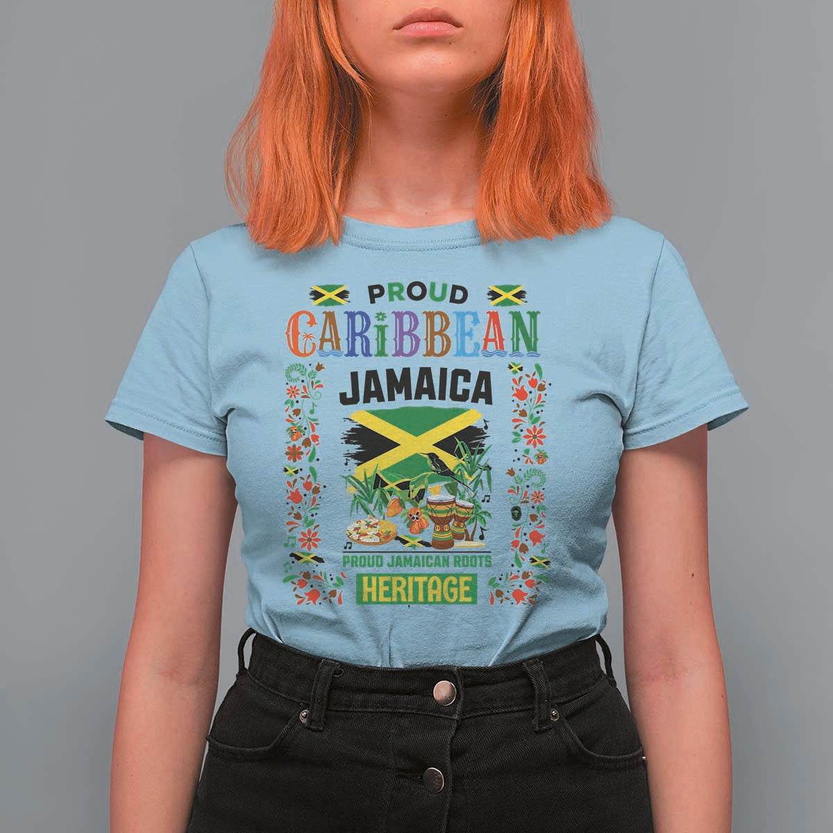 Proud Caribbean Jamaica Heritage T Shirt For Women Jamaican Roots and Island Culture