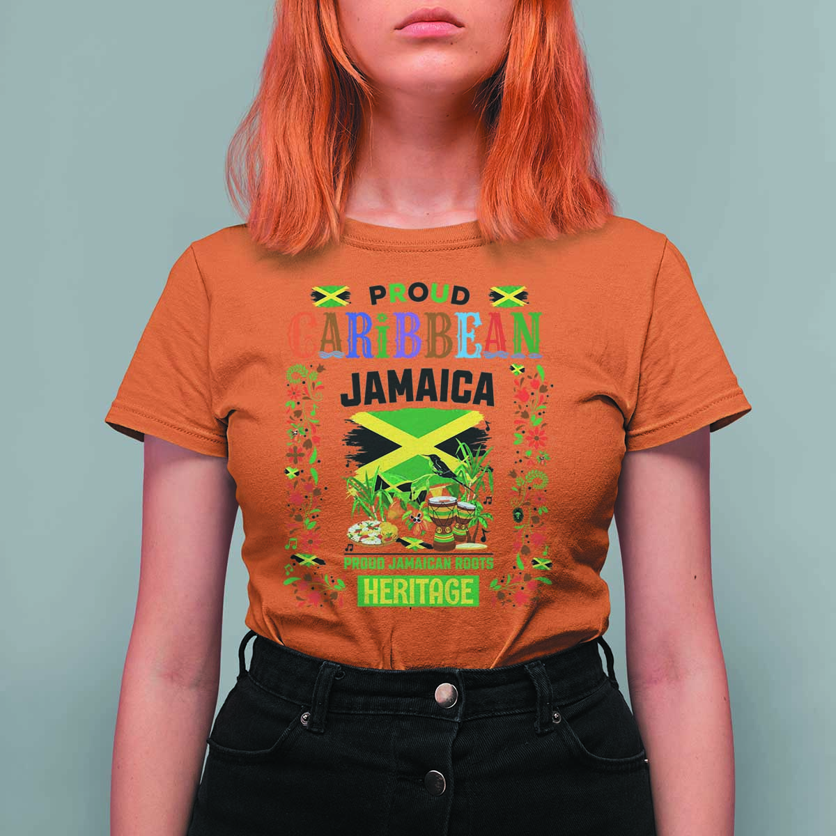 Proud Caribbean Jamaica Heritage T Shirt For Women Jamaican Roots and Island Culture