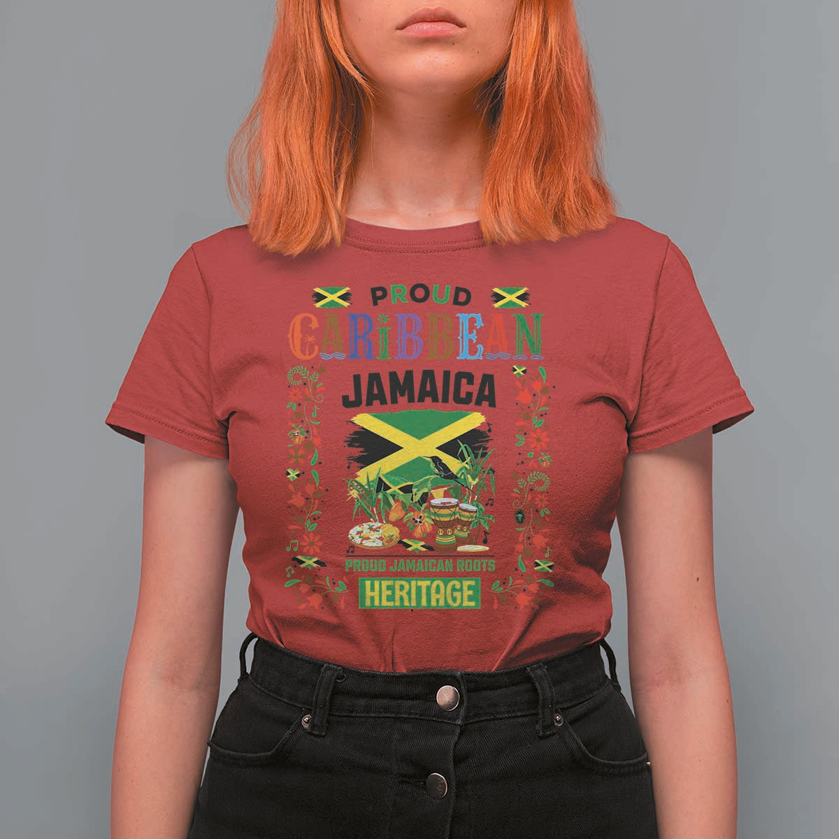 Proud Caribbean Jamaica Heritage T Shirt For Women Jamaican Roots and Island Culture