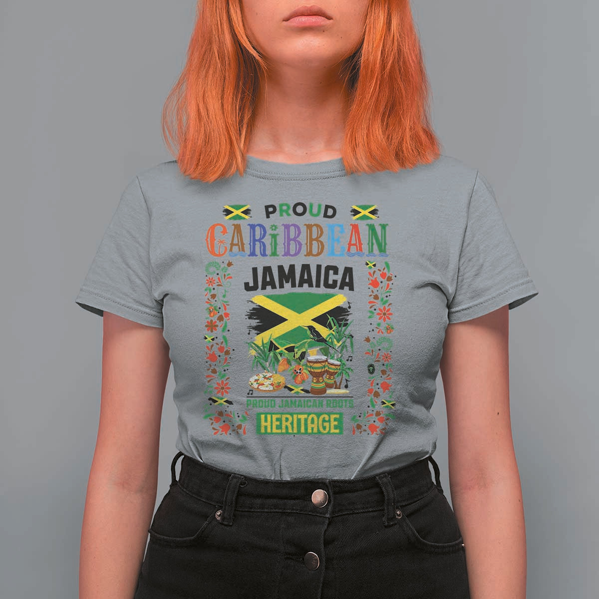 Proud Caribbean Jamaica Heritage T Shirt For Women Jamaican Roots and Island Culture