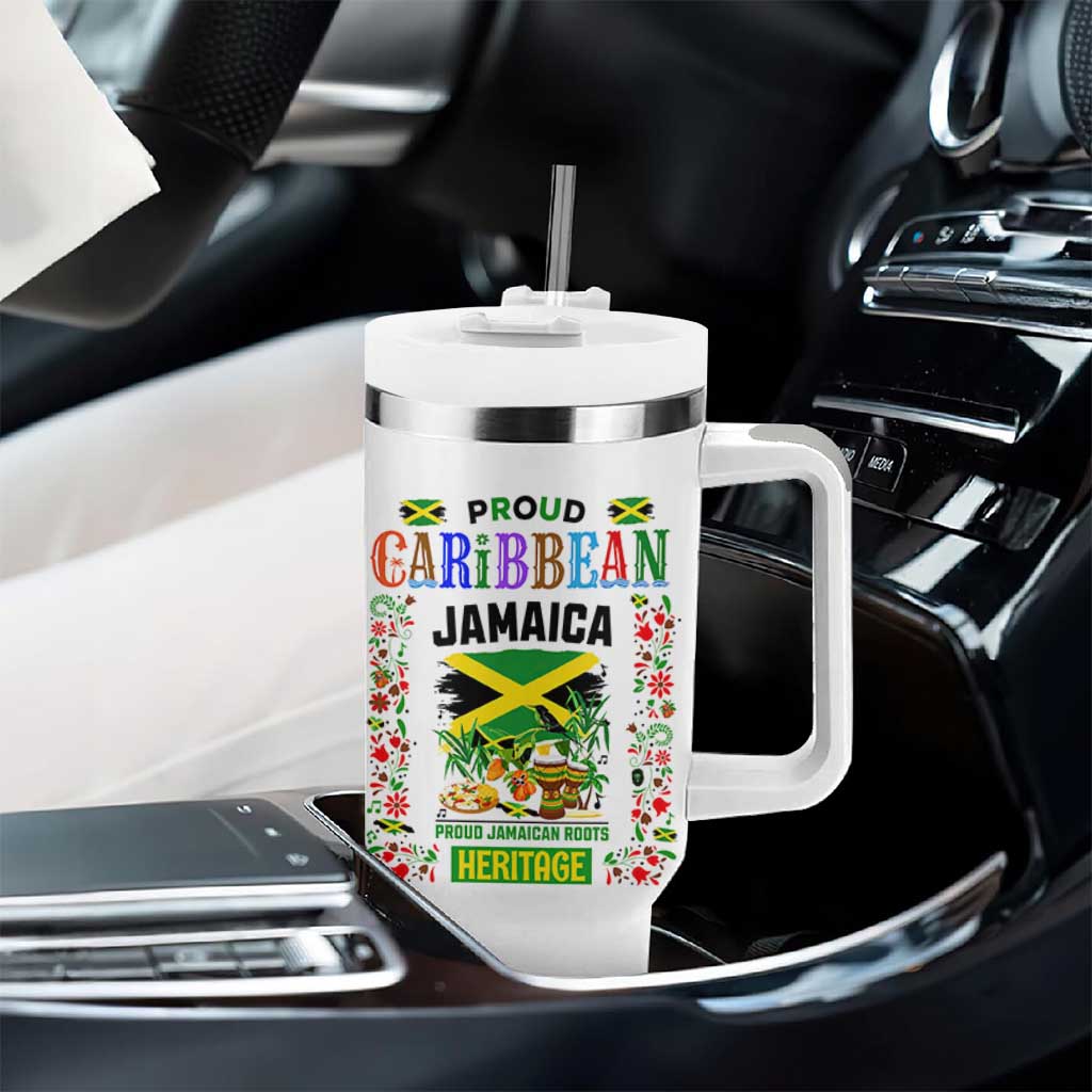 Proud Caribbean Jamaica Heritage Tumbler With Handle Jamaican Roots and Island Culture