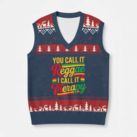 You Call It Reggae I Call It Therapy V-Neck Knit Sweater Vest Emotional Jamaican Rasta Music Lovers