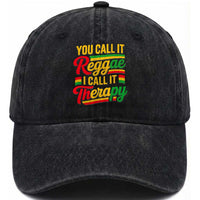You Call It Reggae I Call It Therapy Washed Cotton Baseball Cap Emotional Jamaican Rasta Music Lovers