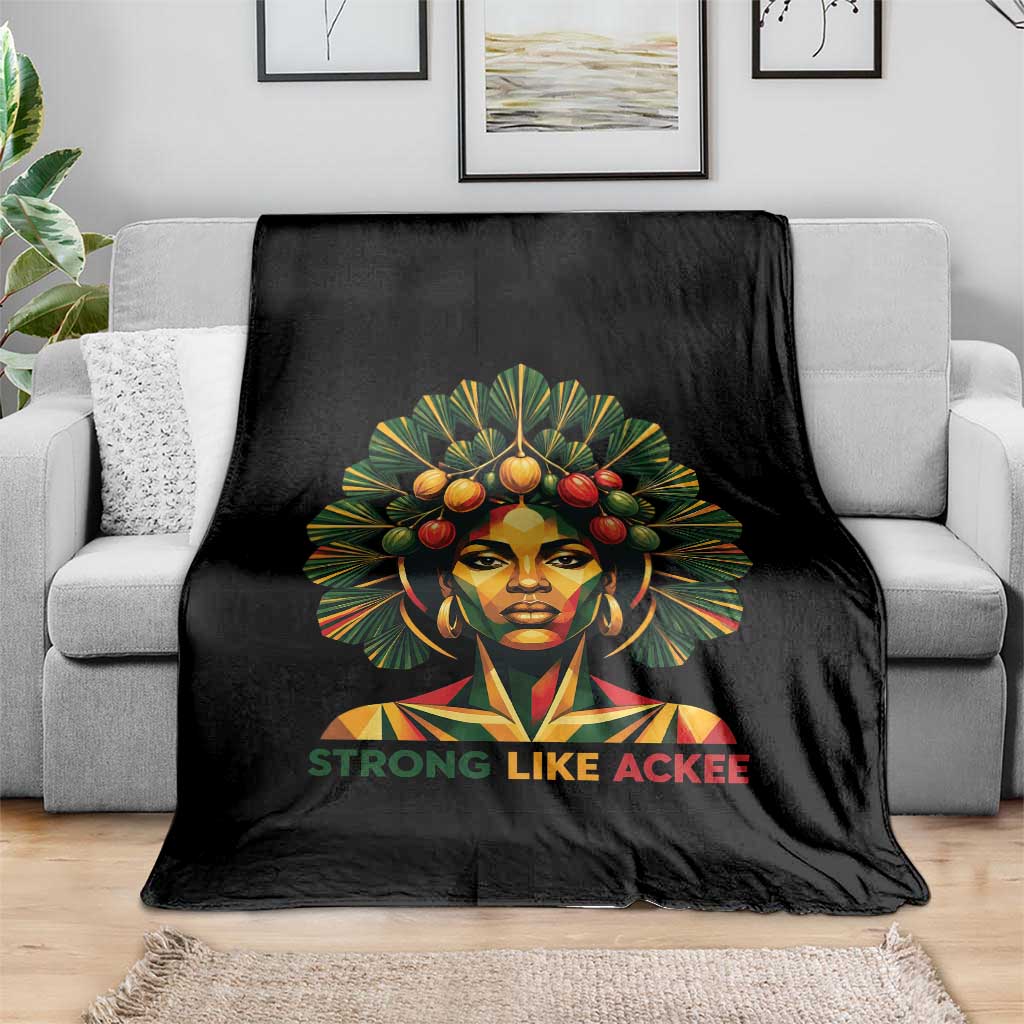 Strong Like Ackee Empowered Woman Throw Blanket Jamaican National Fruit Heritage Pride