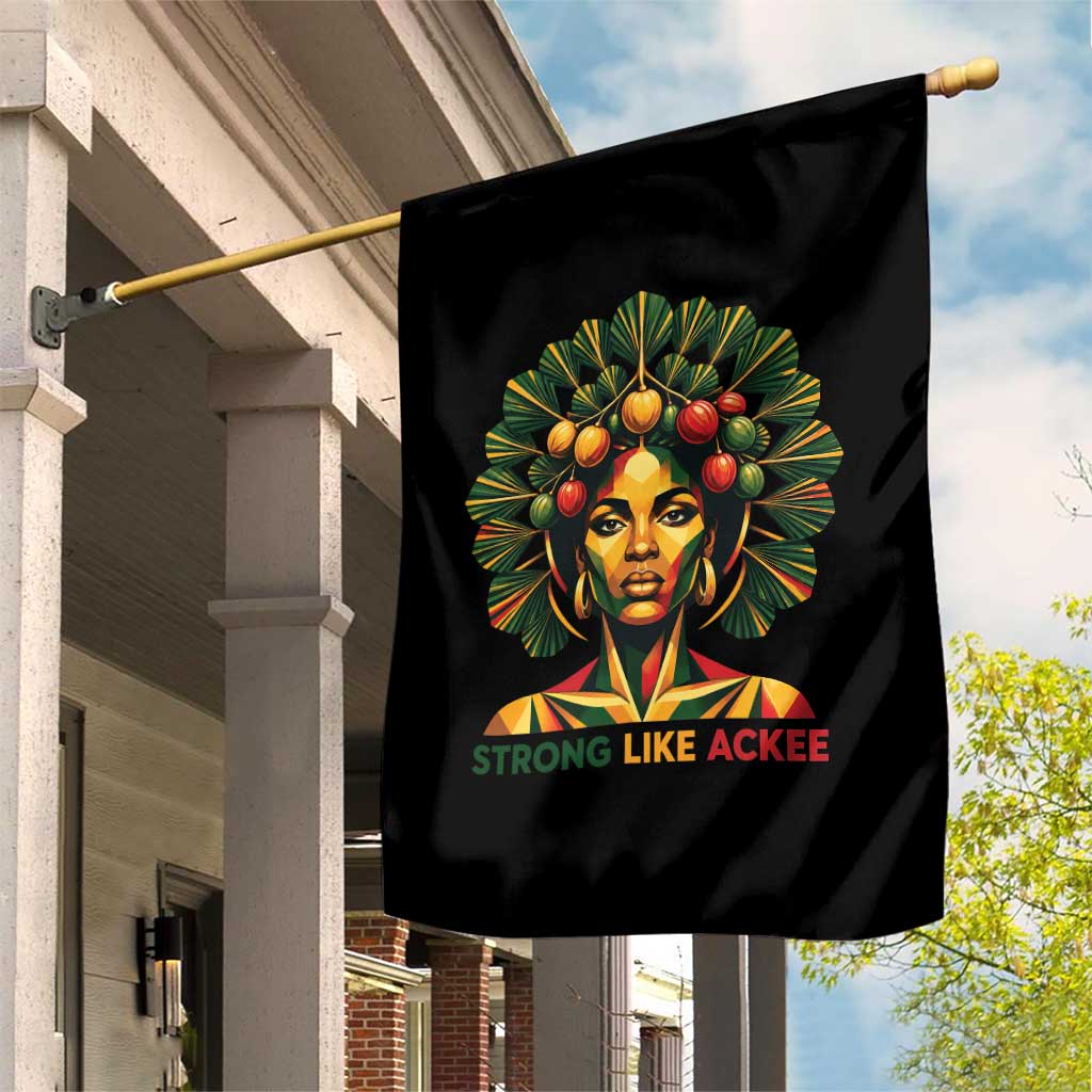 Strong Like Ackee Empowered Woman Garden Flag Jamaican National Fruit Heritage Pride