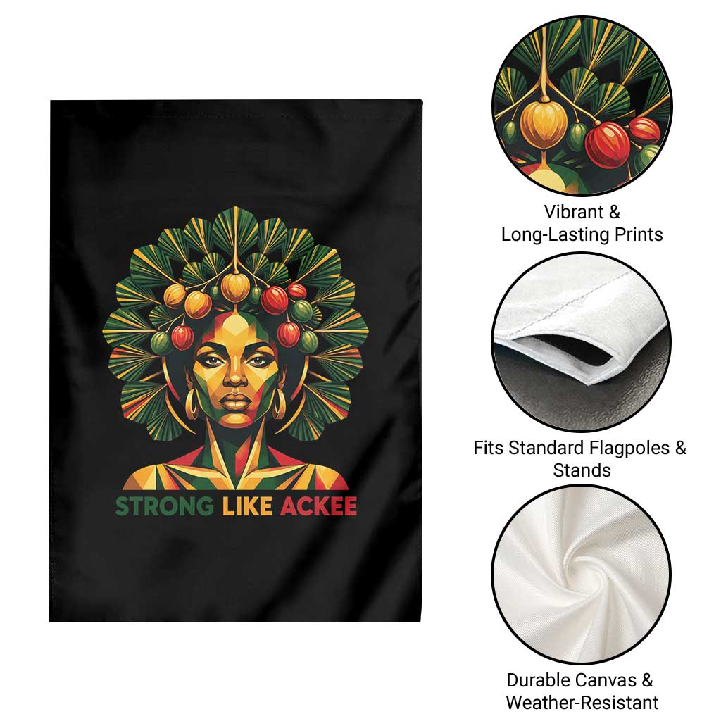 Strong Like Ackee Empowered Woman Garden Flag Jamaican National Fruit Heritage Pride