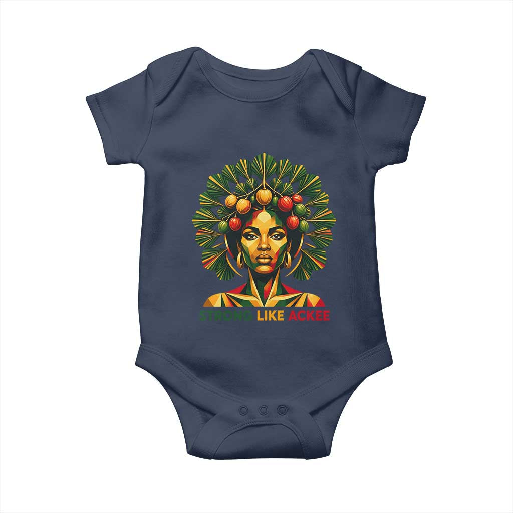 Strong Like Ackee Empowered Woman Baby Onesie Jamaican National Fruit Heritage Pride