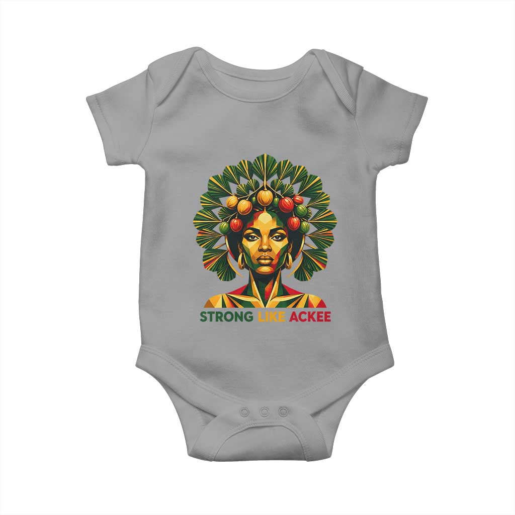 Strong Like Ackee Empowered Woman Baby Onesie Jamaican National Fruit Heritage Pride