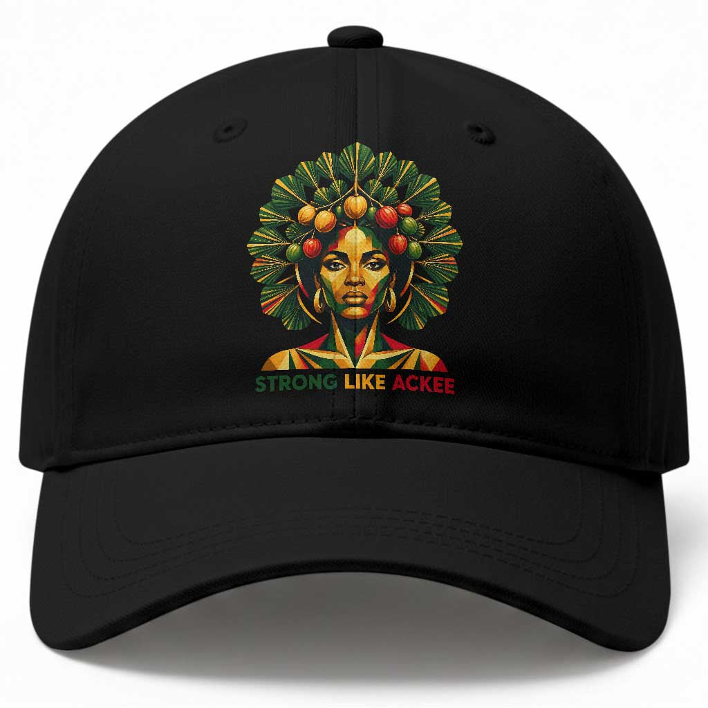 Strong Like Ackee Empowered Woman Baseball Cap Jamaican National Fruit Heritage Pride