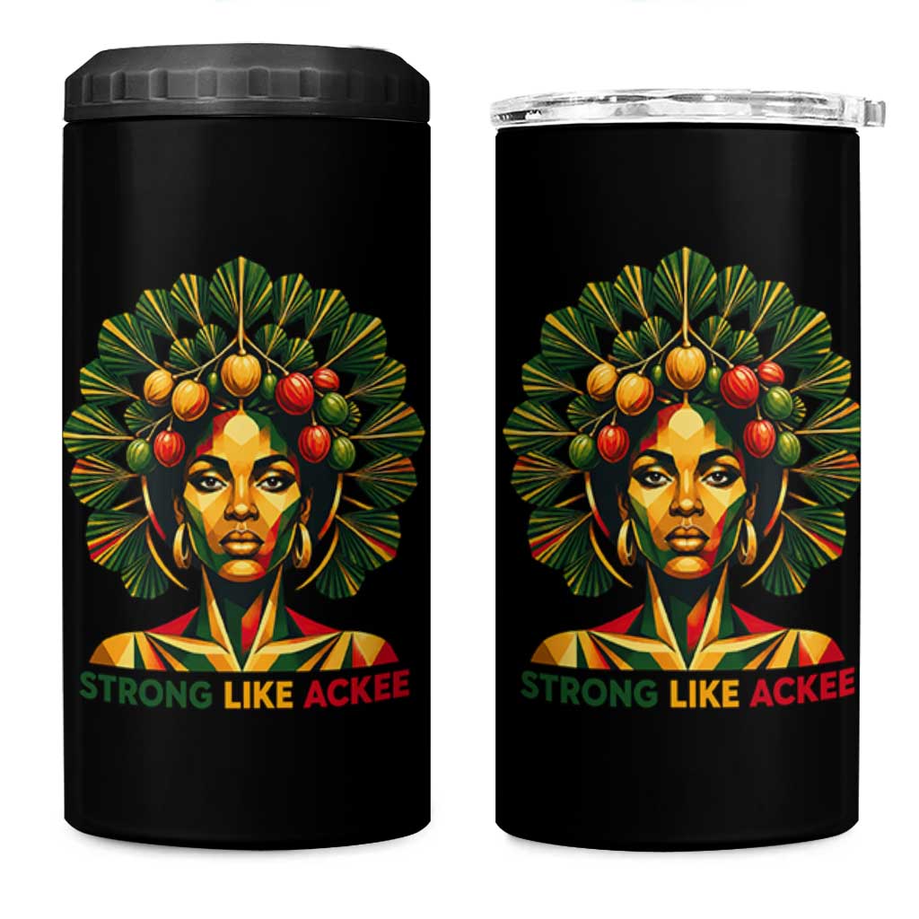 Strong Like Ackee Empowered Woman 4 in 1 Can Cooler Tumbler Jamaican National Fruit Heritage Pride