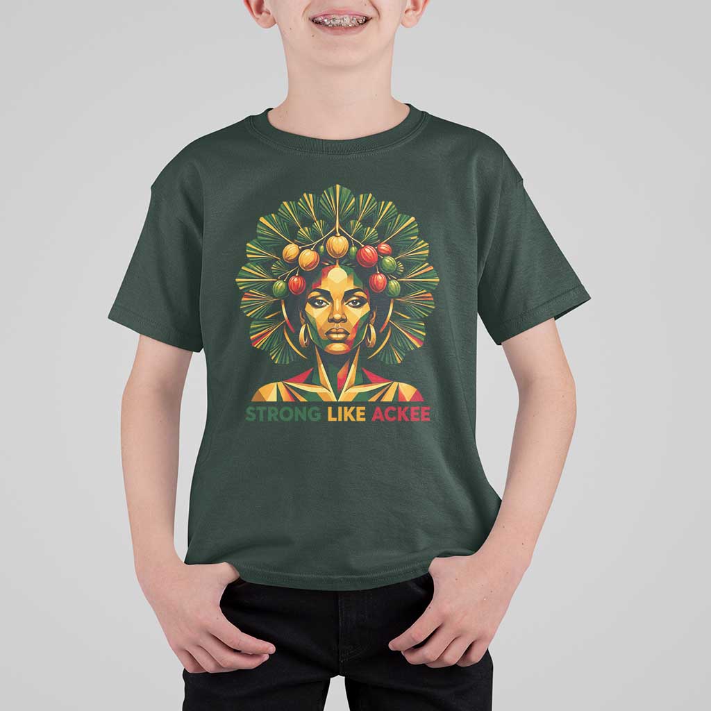 Strong Like Ackee Empowered Woman T Shirt For Kid Jamaican National Fruit Heritage Pride