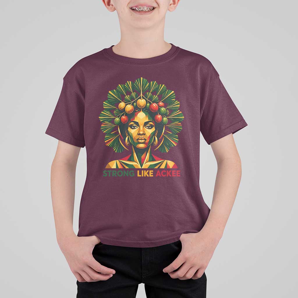 Strong Like Ackee Empowered Woman T Shirt For Kid Jamaican National Fruit Heritage Pride