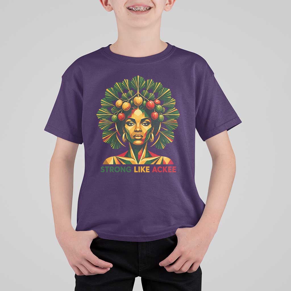 Strong Like Ackee Empowered Woman T Shirt For Kid Jamaican National Fruit Heritage Pride