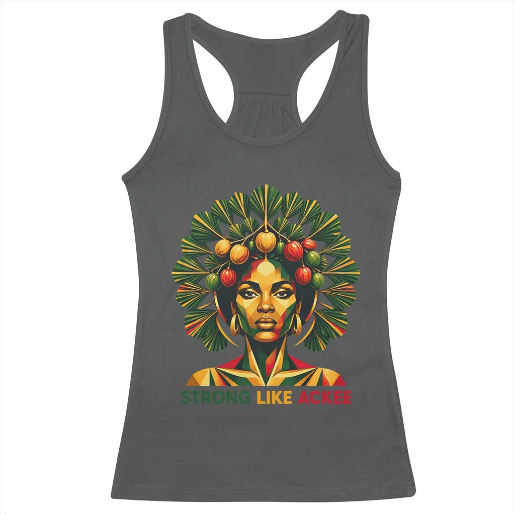 Strong Like Ackee Empowered Woman Racerback Tank Top Jamaican National Fruit Heritage Pride