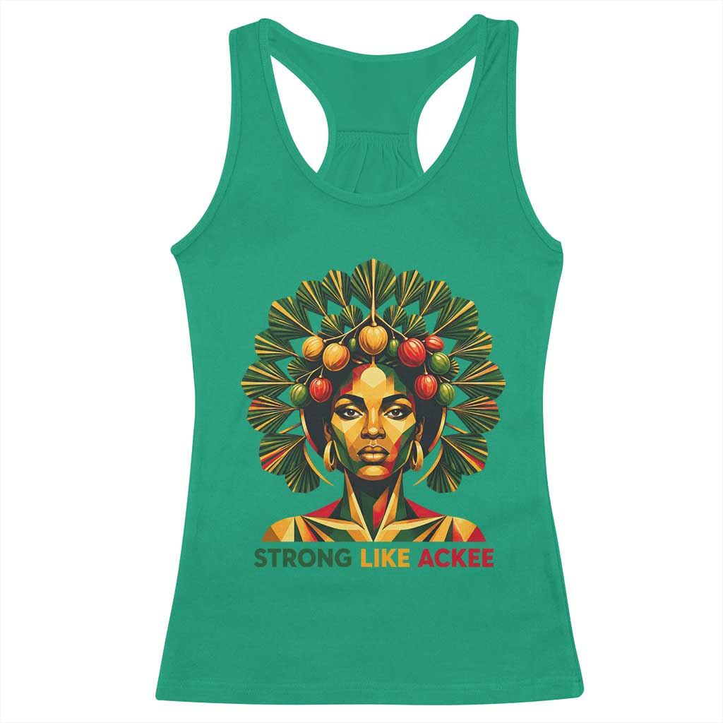 Strong Like Ackee Empowered Woman Racerback Tank Top Jamaican National Fruit Heritage Pride