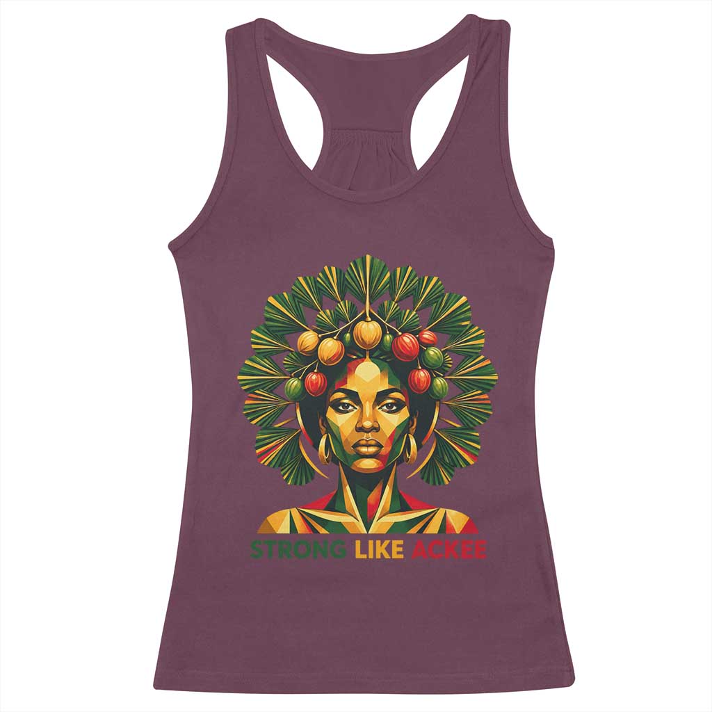 Strong Like Ackee Empowered Woman Racerback Tank Top Jamaican National Fruit Heritage Pride