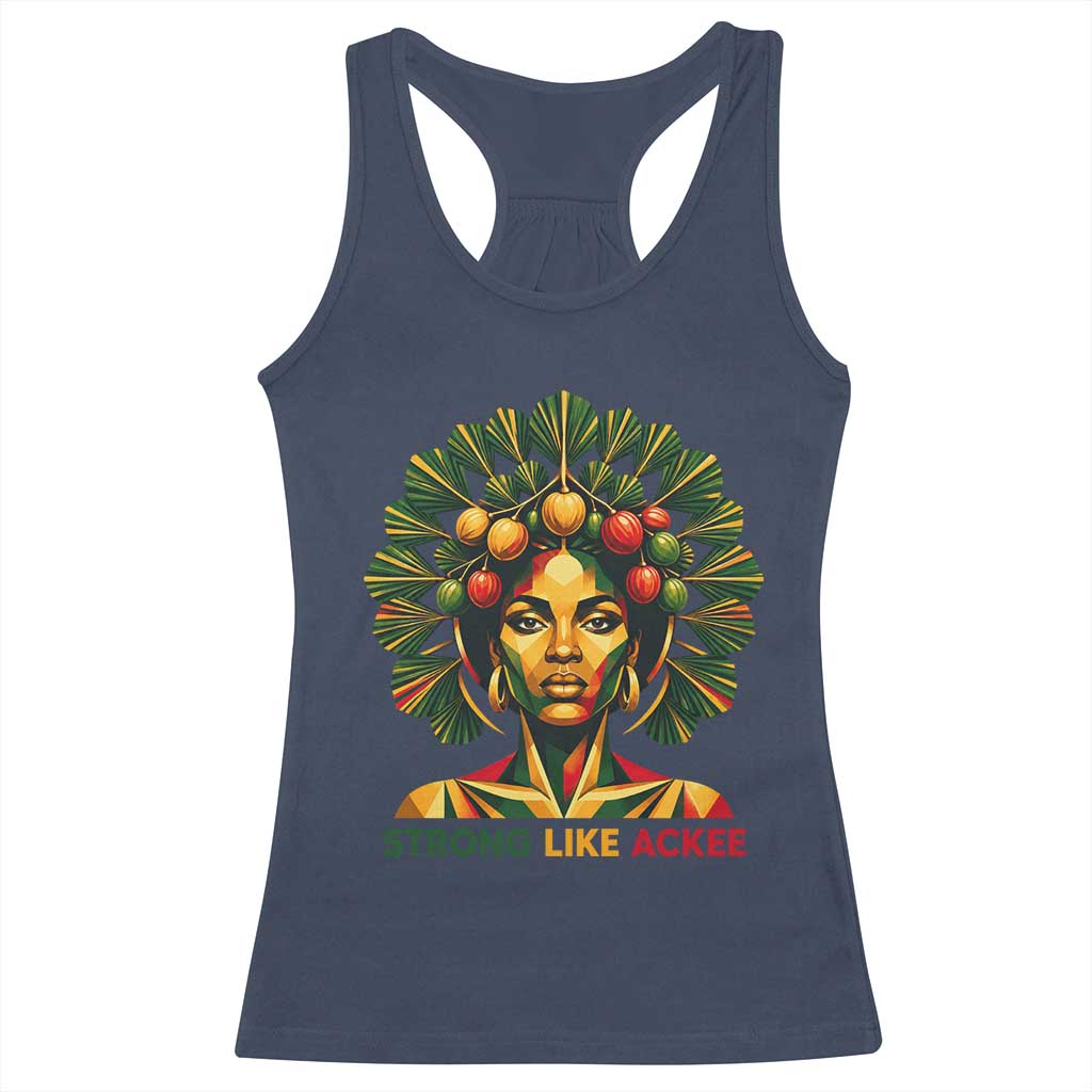 Strong Like Ackee Empowered Woman Racerback Tank Top Jamaican National Fruit Heritage Pride