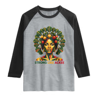 Strong Like Ackee Empowered Woman Raglan Shirt Jamaican National Fruit Heritage Pride