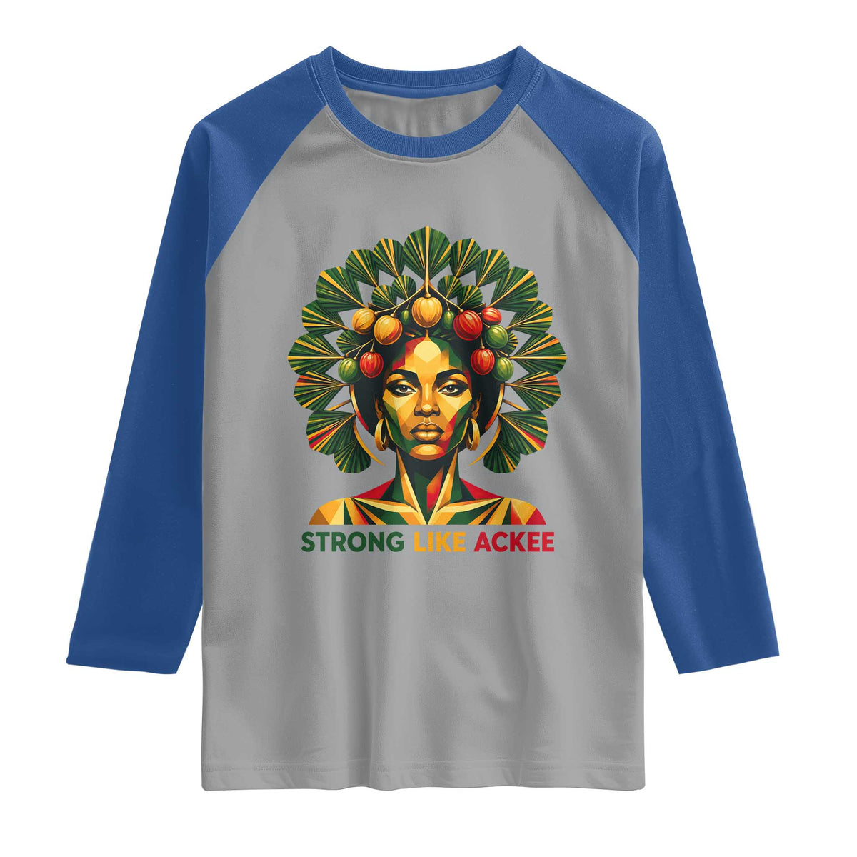 Strong Like Ackee Empowered Woman Raglan Shirt Jamaican National Fruit Heritage Pride