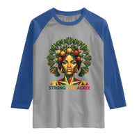 Strong Like Ackee Empowered Woman Raglan Shirt Jamaican National Fruit Heritage Pride