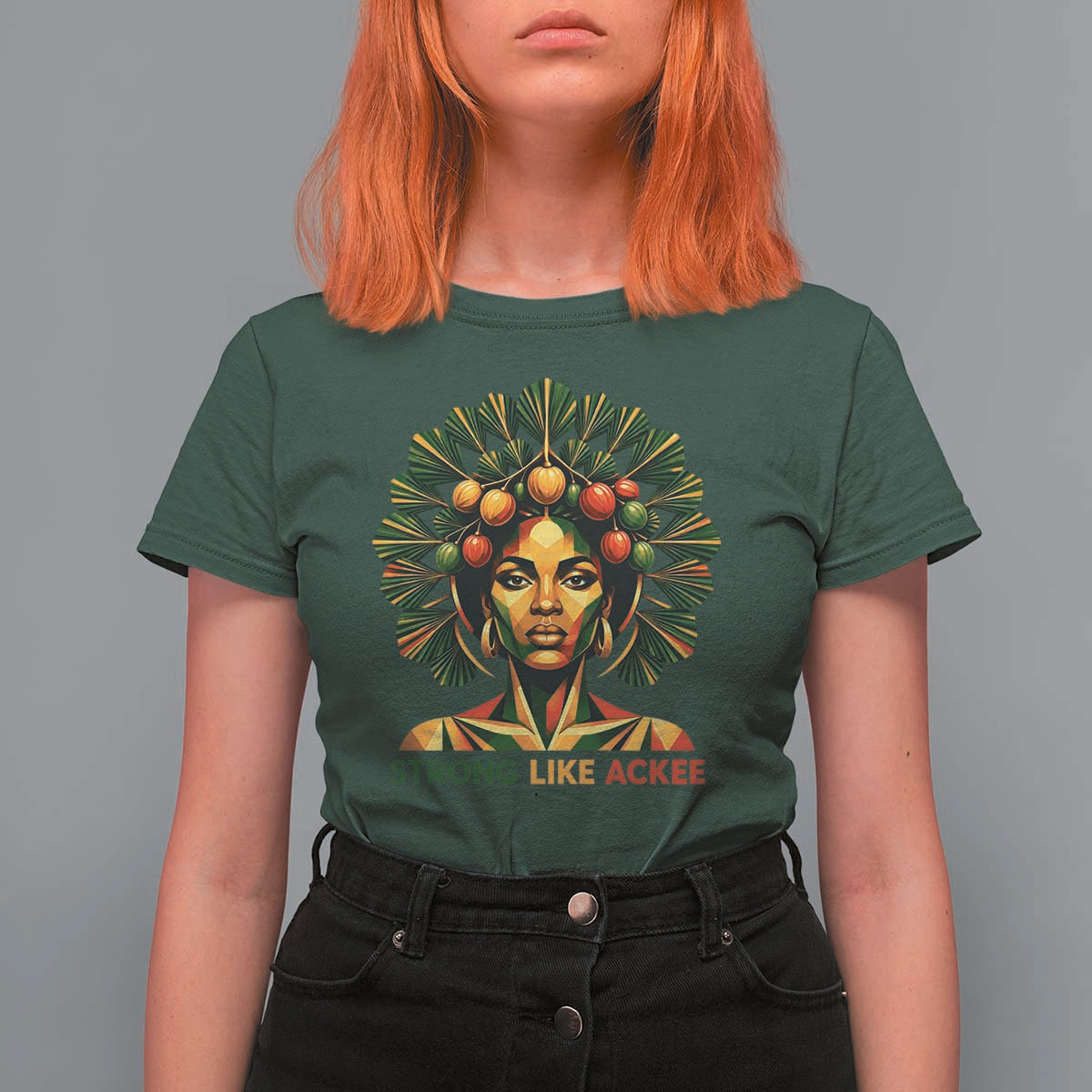 Strong Like Ackee Empowered Woman T Shirt For Women Jamaican National Fruit Heritage Pride
