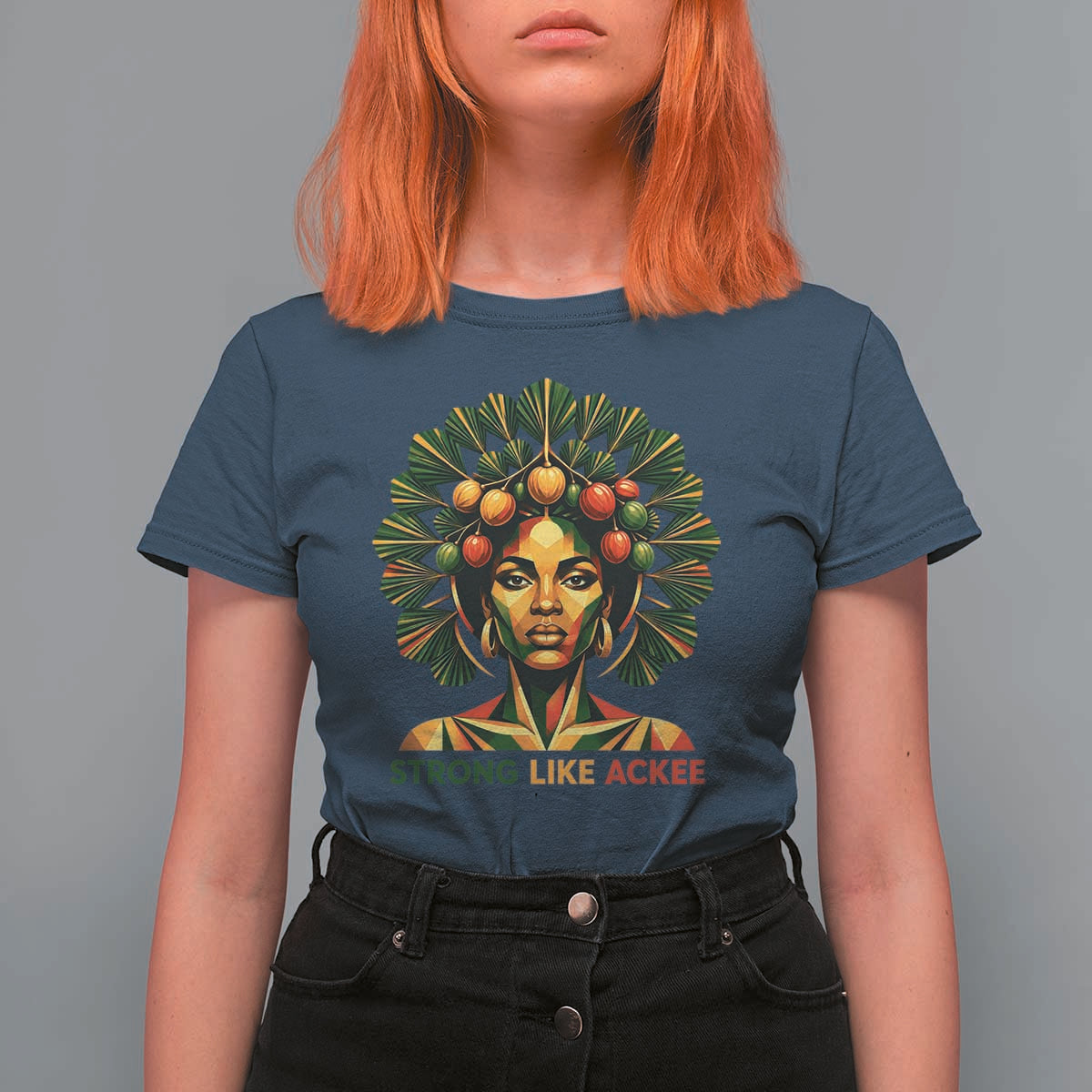 Strong Like Ackee Empowered Woman T Shirt For Women Jamaican National Fruit Heritage Pride