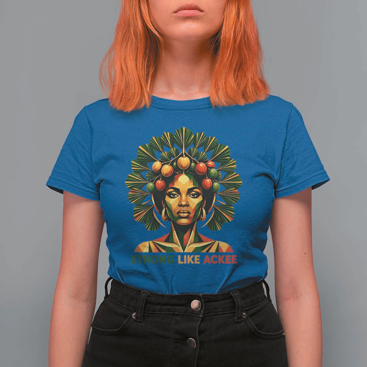 Strong Like Ackee Empowered Woman T Shirt For Women Jamaican National Fruit Heritage Pride