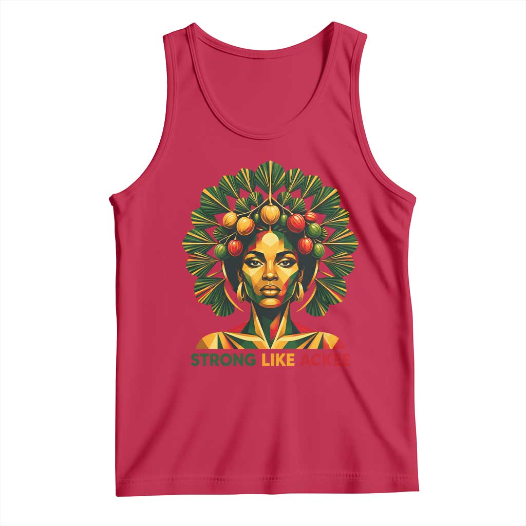 Strong Like Ackee Empowered Woman Tank Top Jamaican National Fruit Heritage Pride