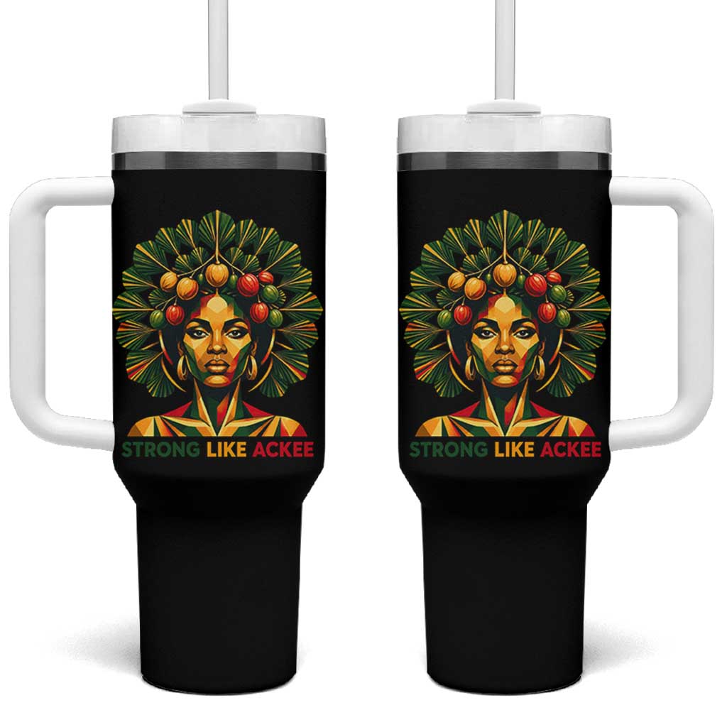 Strong Like Ackee Empowered Woman Tumbler With Handle Jamaican National Fruit Heritage Pride