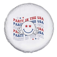 Funny 4th Of July Spare Tire Cover Party In The USA Smiling Face Retro Groovy