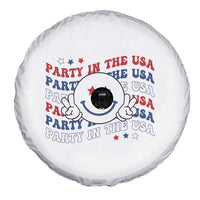 Funny 4th Of July Spare Tire Cover Party In The USA Smiling Face Retro Groovy
