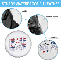 Funny 4th Of July Spare Tire Cover Party In The USA Smiling Face Retro Groovy