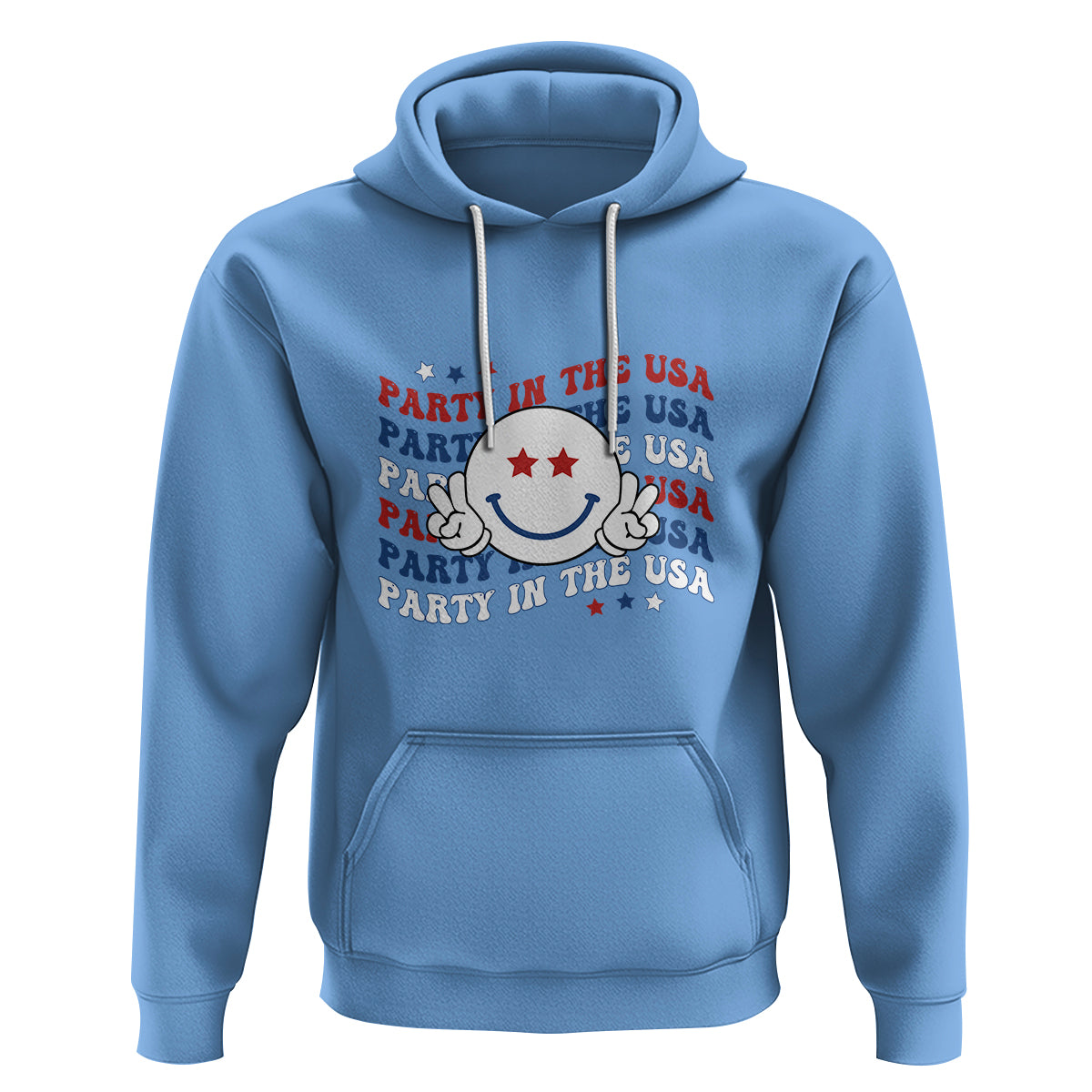 Funny 4th Of July Hoodie Party In The USA Smiling Face Retro Groovy - Wonder Print Shop