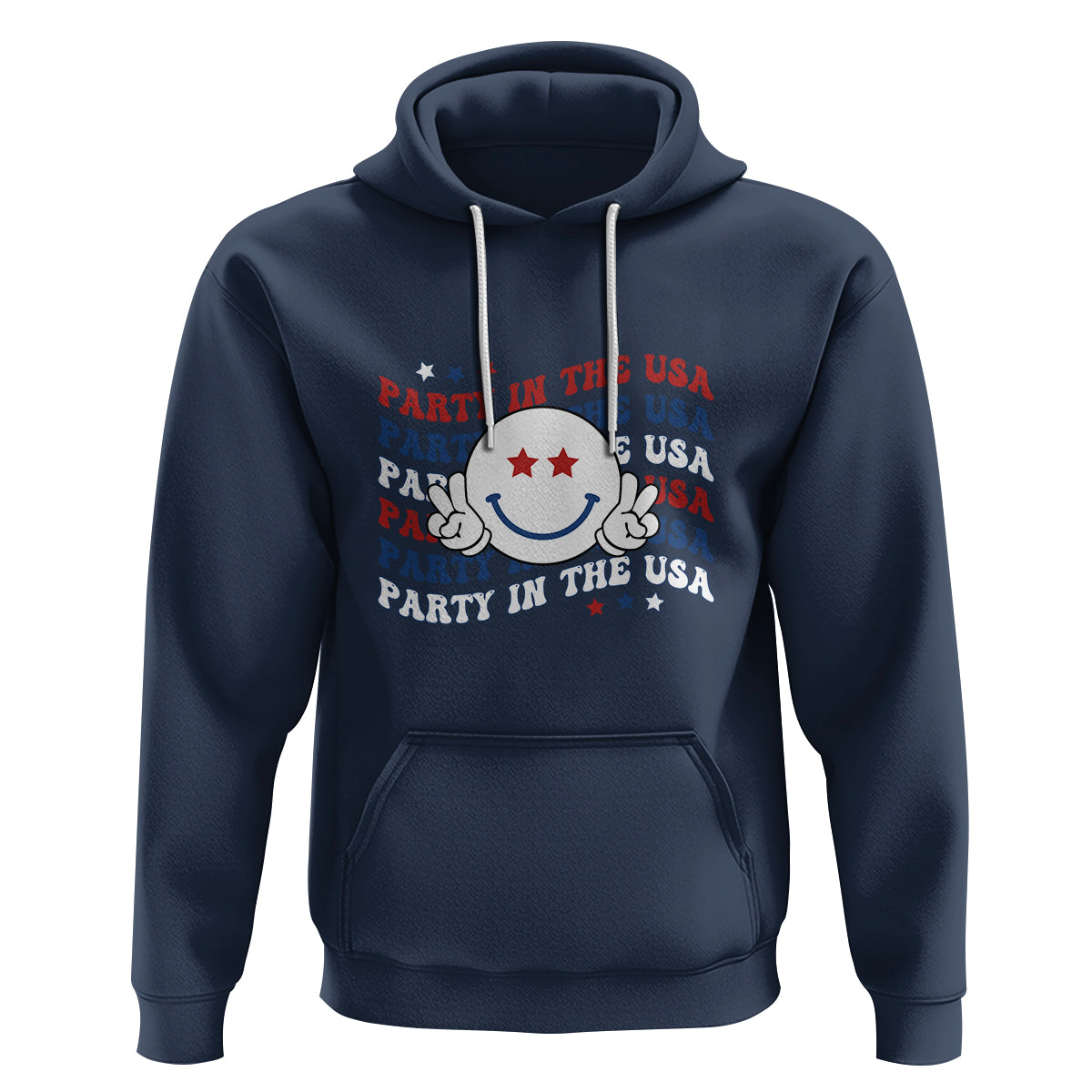Funny 4th Of July Hoodie Party In The USA Smiling Face Retro Groovy - Wonder Print Shop