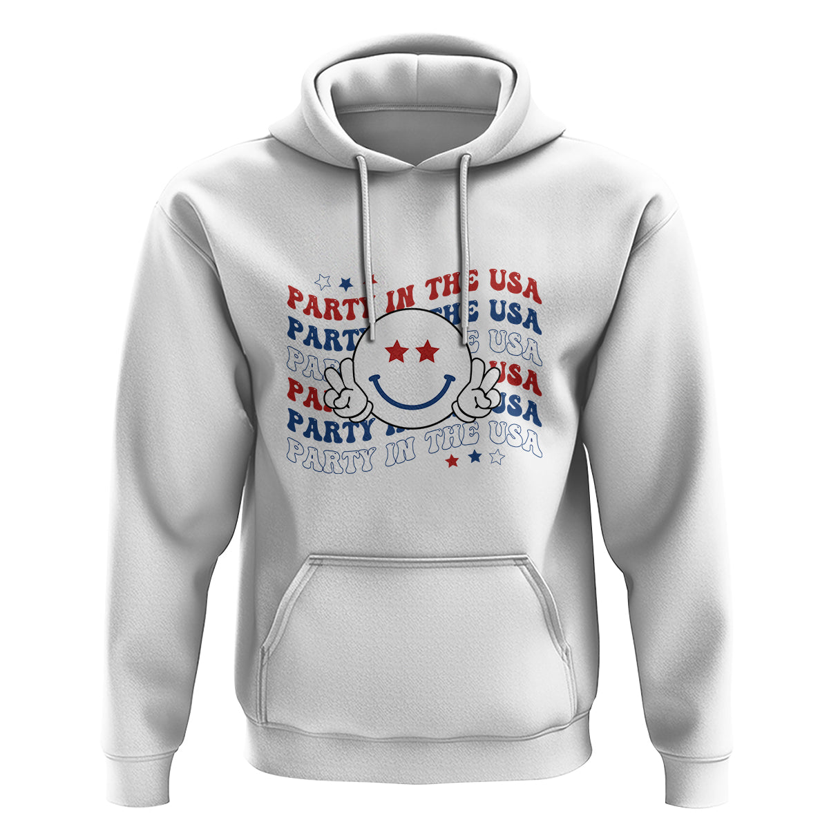 Funny 4th Of July Hoodie Party In The USA Smiling Face Retro Groovy - Wonder Print Shop