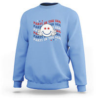 Funny 4th Of July Sweatshirt Party In The USA Smiling Face Retro Groovy - Wonder Print Shop