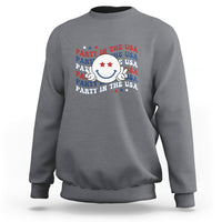 Funny 4th Of July Sweatshirt Party In The USA Smiling Face Retro Groovy - Wonder Print Shop