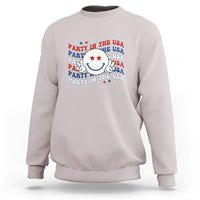 Funny 4th Of July Sweatshirt Party In The USA Smiling Face Retro Groovy - Wonder Print Shop