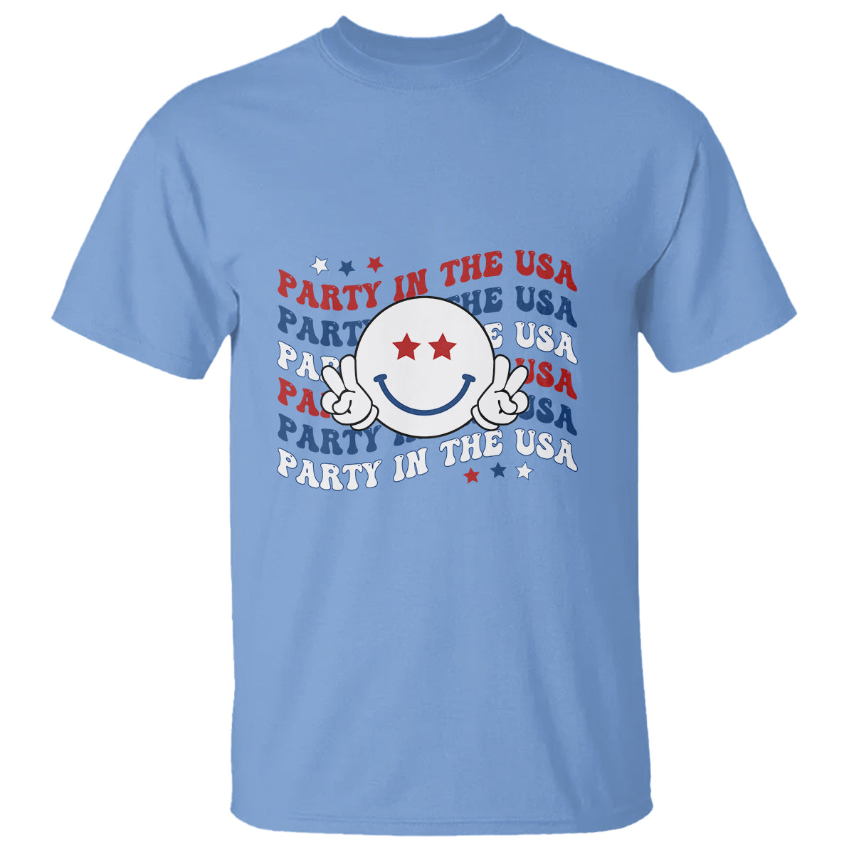 Funny 4th Of July T Shirt Party In The USA Smiling Face Retro Groovy - Wonder Print Shop