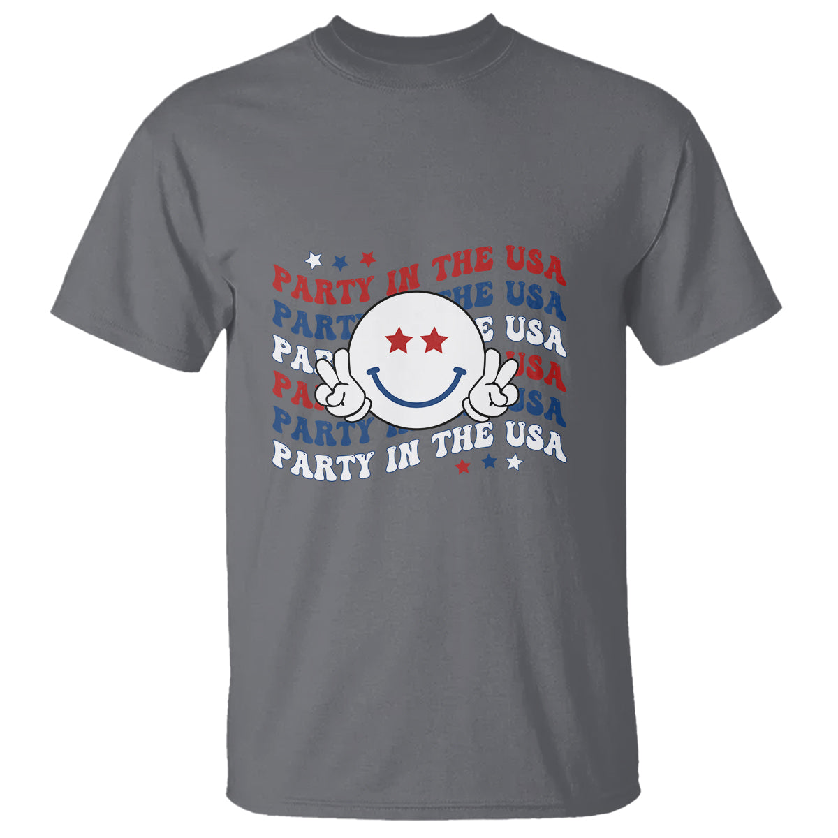 Funny 4th Of July T Shirt Party In The USA Smiling Face Retro Groovy - Wonder Print Shop