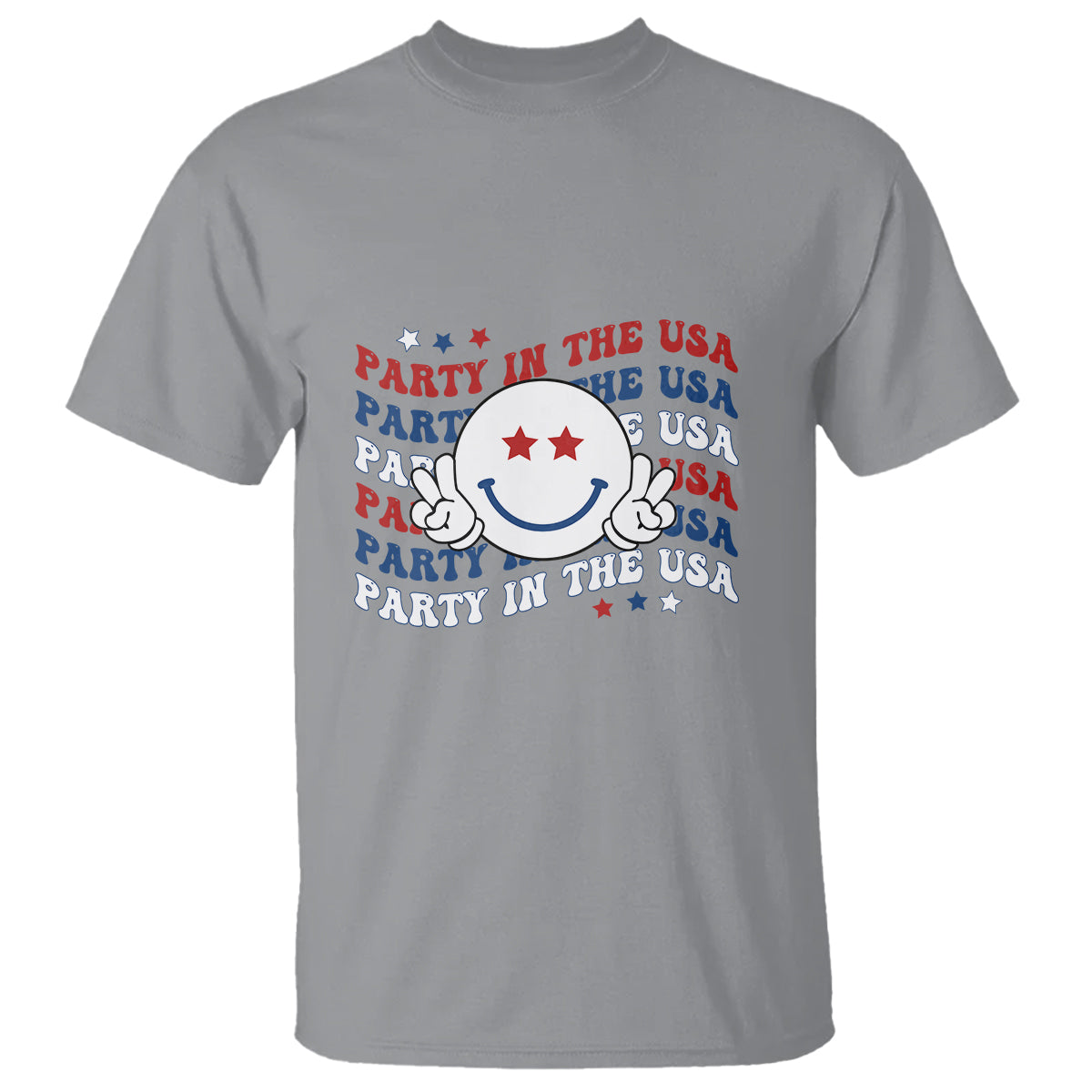 Funny 4th Of July T Shirt Party In The USA Smiling Face Retro Groovy - Wonder Print Shop