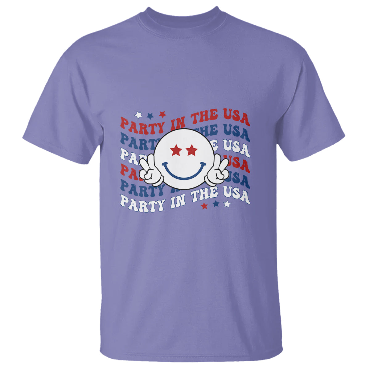 Funny 4th Of July T Shirt Party In The USA Smiling Face Retro Groovy - Wonder Print Shop