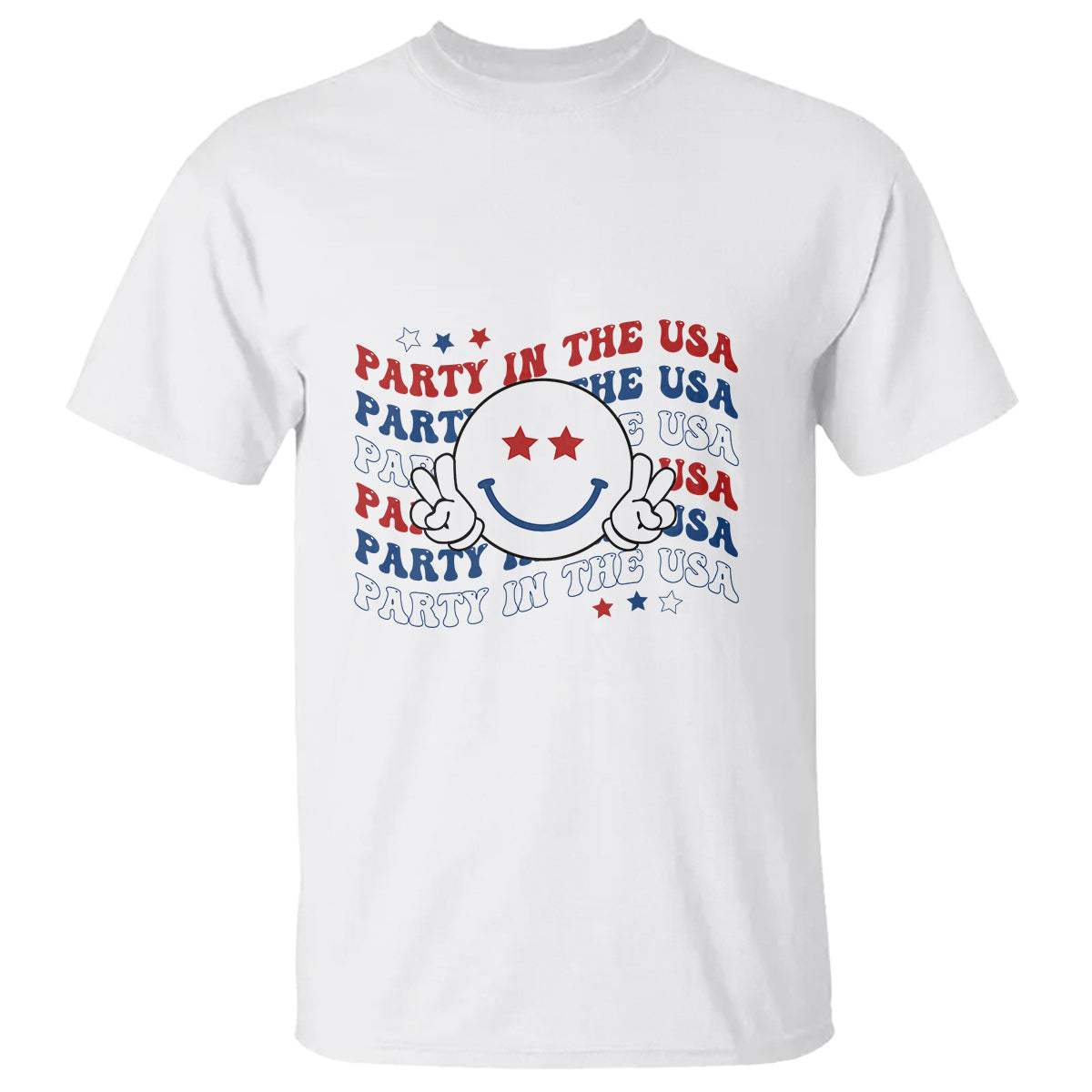 Funny 4th Of July T Shirt Party In The USA Smiling Face Retro Groovy - Wonder Print Shop