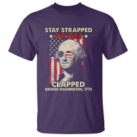Funny 4th Of July T Shirt Stay Strapped Or Get Clapped American Flag George Washington TS02