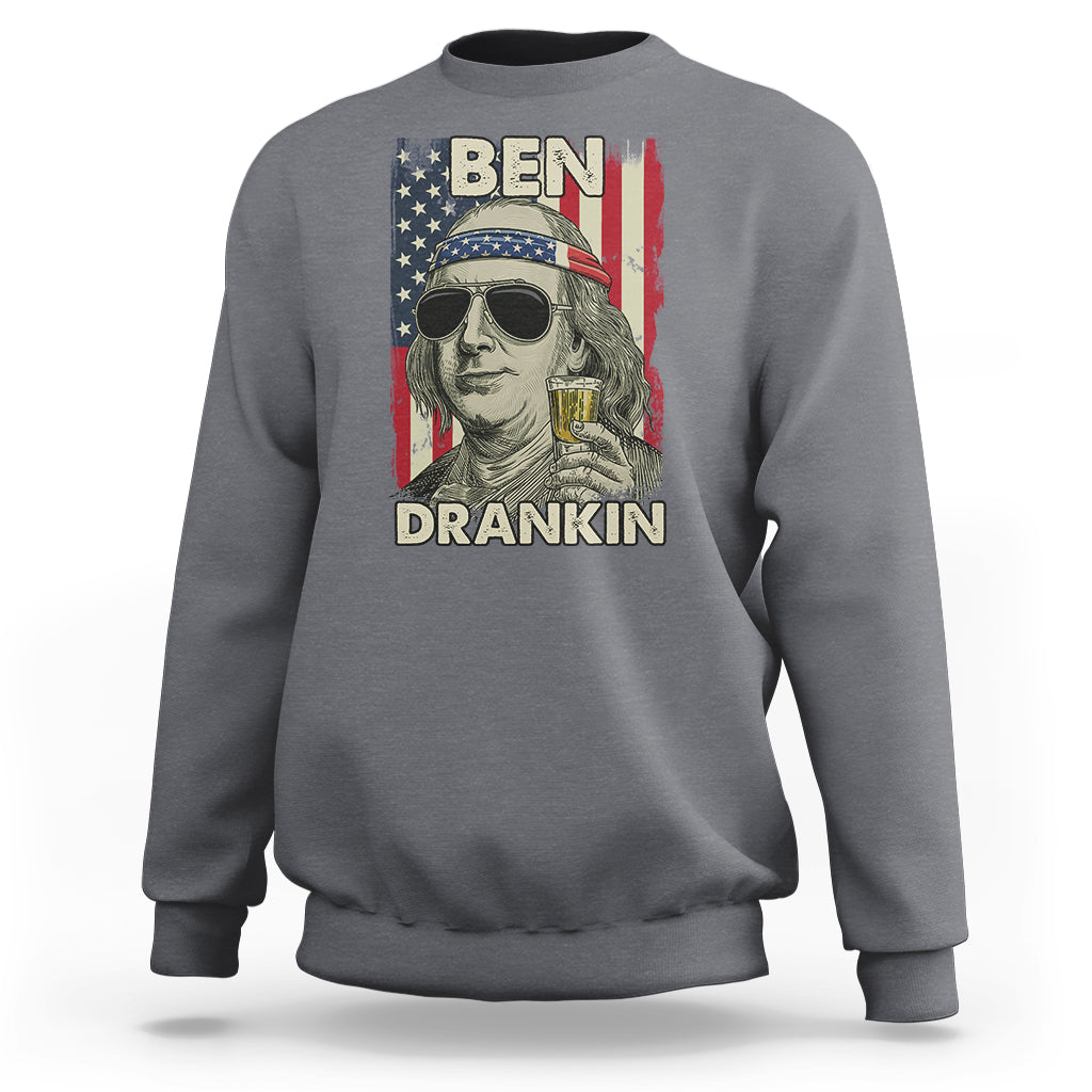 Benjamin Franklin Sweatshirt Ben Drankin' Funny - Wonder Print Shop