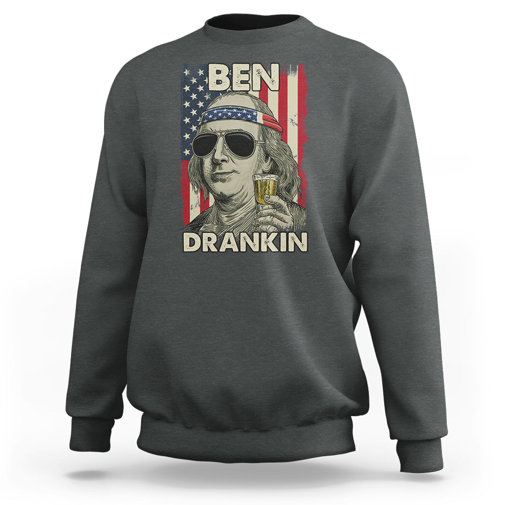 Benjamin Franklin Sweatshirt Ben Drankin' Funny - Wonder Print Shop